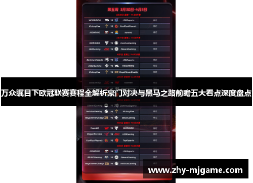 万众瞩目下欧冠联赛赛程全解析豪门对决与黑马之路前瞻五大看点深度盘点